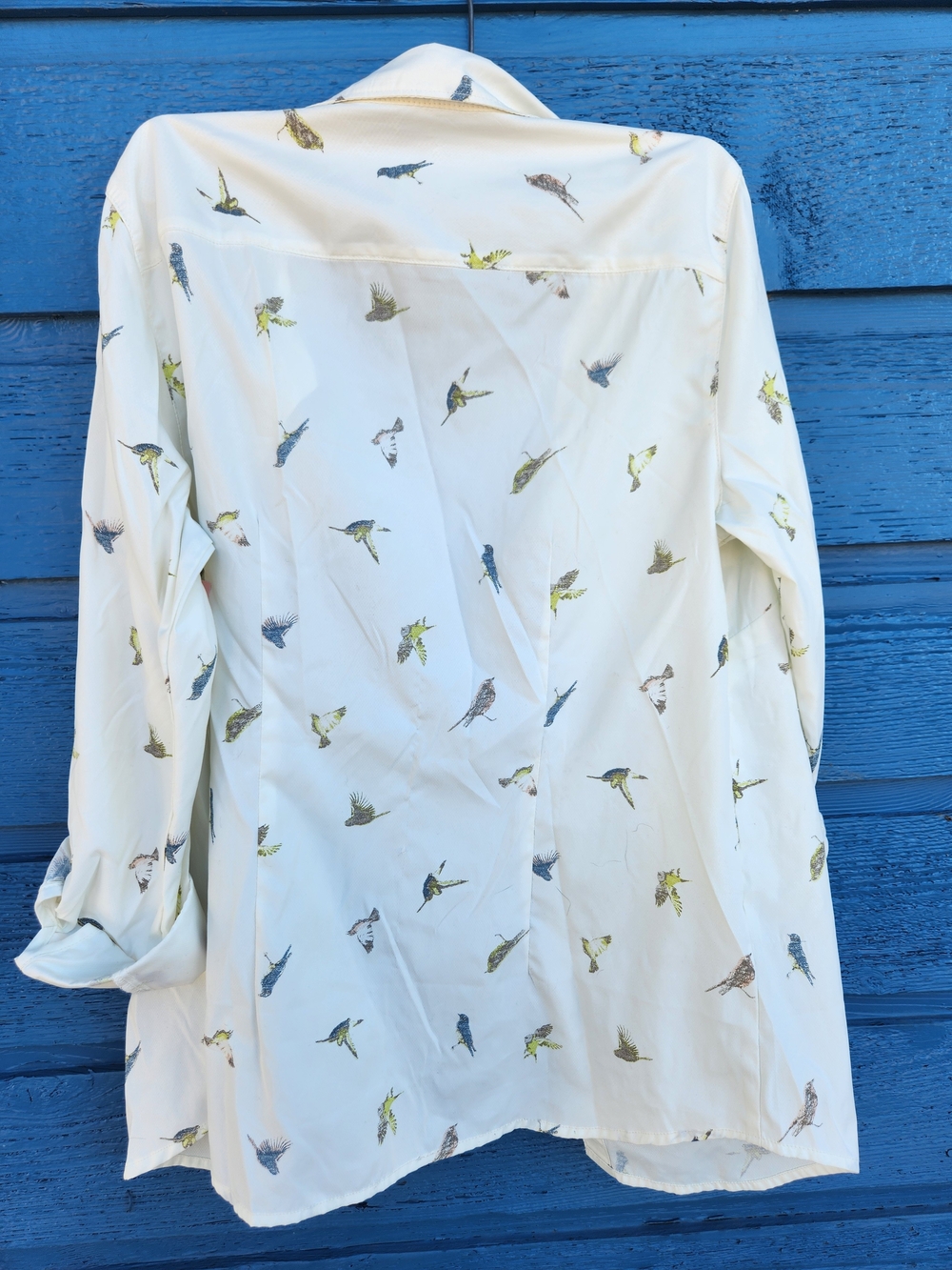Eddie Bauer Light Blue Button-Down Shirt with Bird Print - Picture 8 of 9
